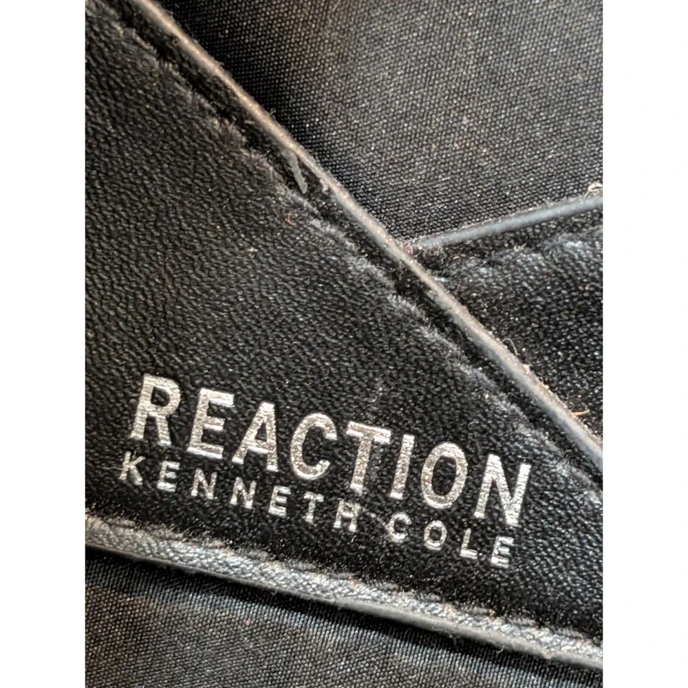 Kenneth Cole Reaction Gray Faux Leather Textured Gray Satchel with Logo Charm